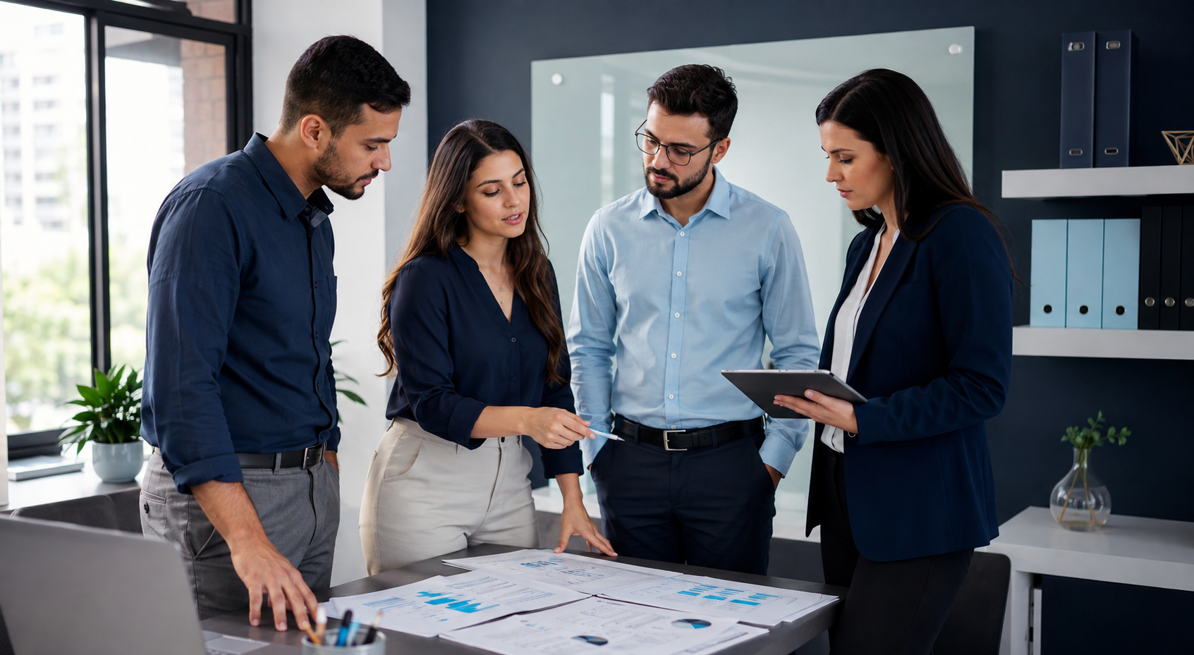 Equipe contábil em reunião de planejamento